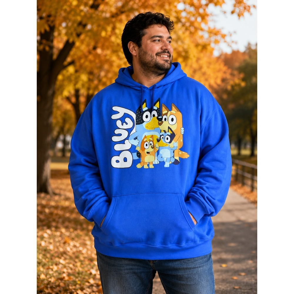 Bluey Graphic Hoodie Mens 3XL Blue Heeler Family Fleece Sweatshirt